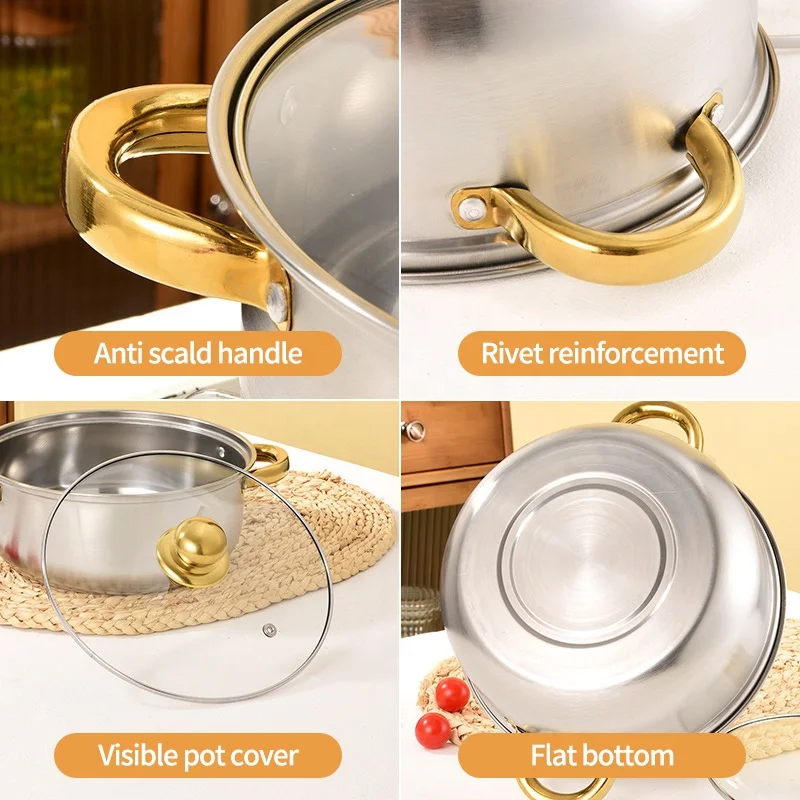 Custom 10 Pieces Cookware Set Non Stick Induction Soup Pot Set Stainless Steel Cookware Set