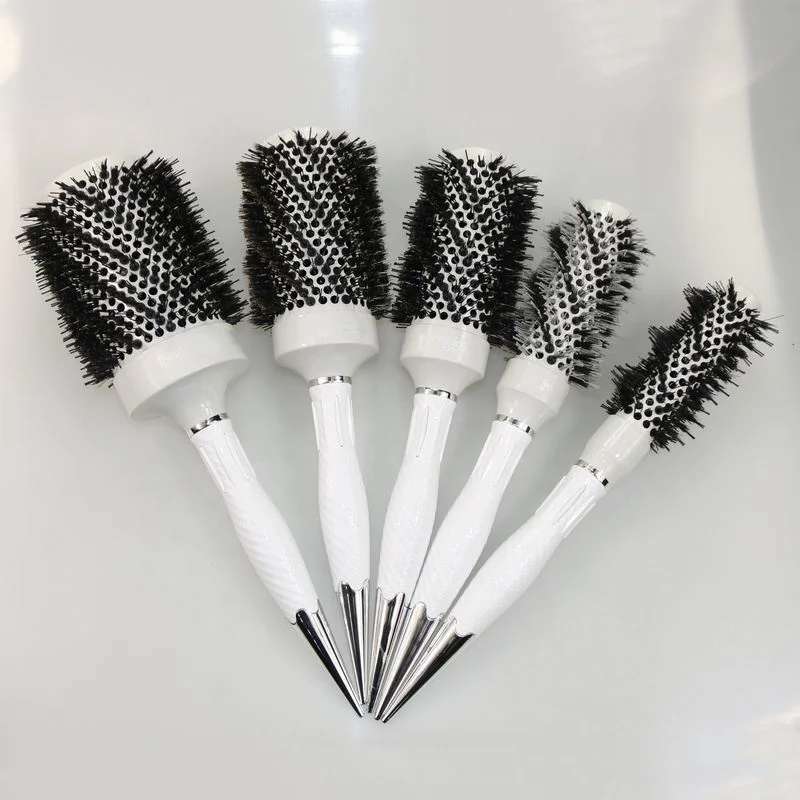 Round Hair Brush Boar Bristle Creative Natural Italy Style Nano Thermal Ceramic & Ionic Tech Hair Brush Nylon 1200pcs /size