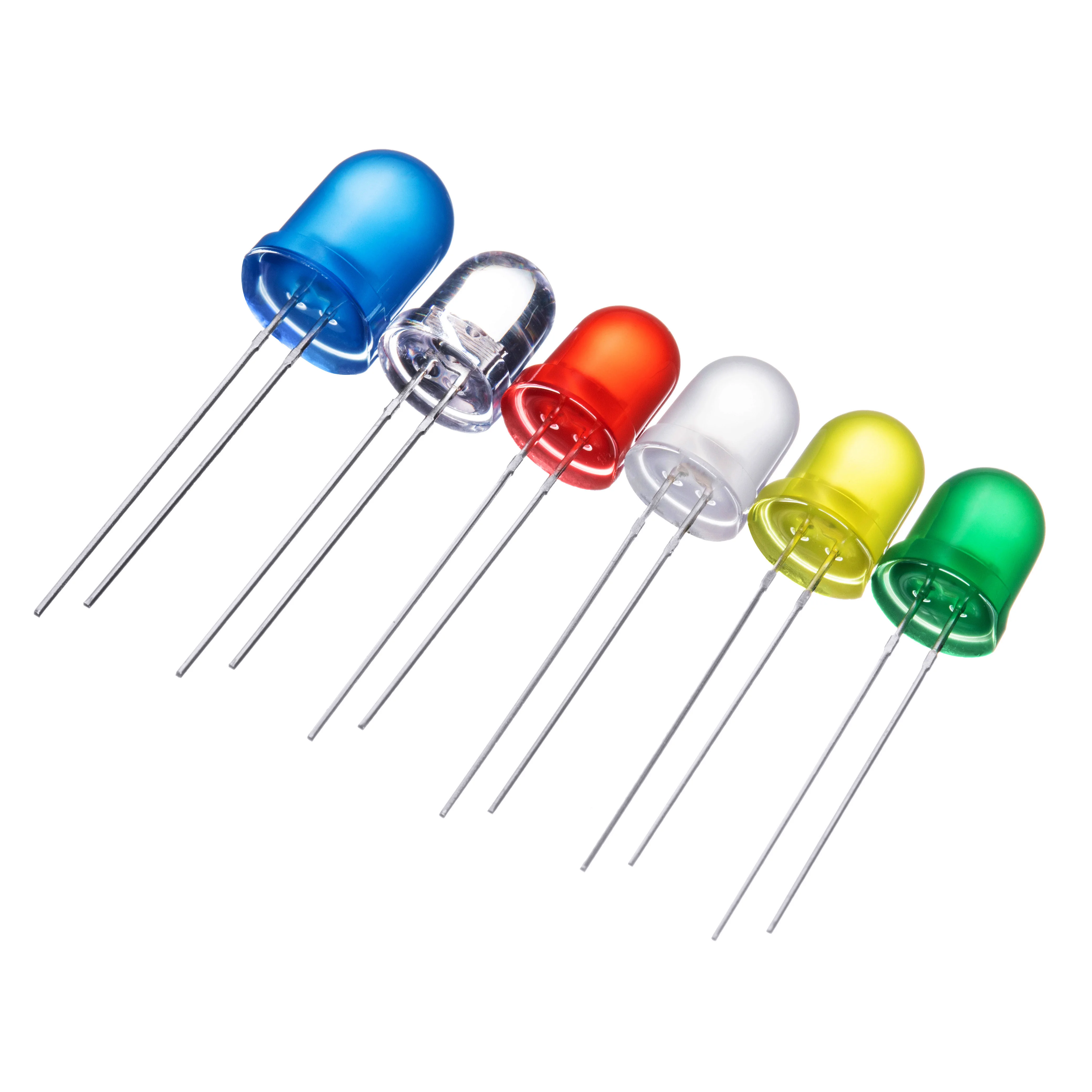 High Brightness 3mm 5mm 8mm 10mm Blue LED In-Line Lamps with Long and Short Feet
