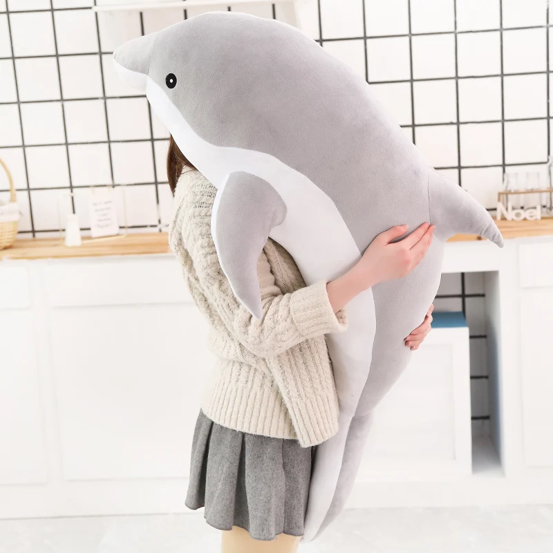 Custom High Quality New Design Blue Plush Big Stuffed Soft Dolphin Doll Toy
