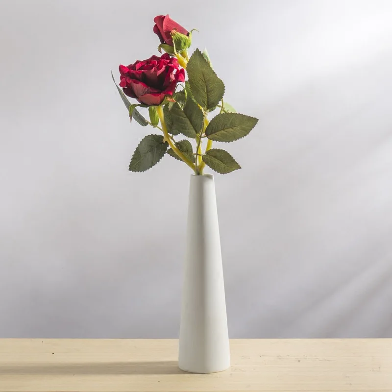 Small vase decoration living room flower arrangement with roses Simple ceramic table white art porcelain home