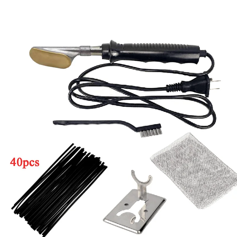 Plastic Welding Repair Kit for Professional Surface Repair 40 Rods Reinforcing Mesh Hot Iron Stand Wire Brush