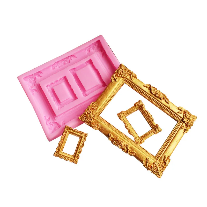 Diy Fondant Baking Molds Vintage Photo Frame Silicone Mold For Cake Decoration