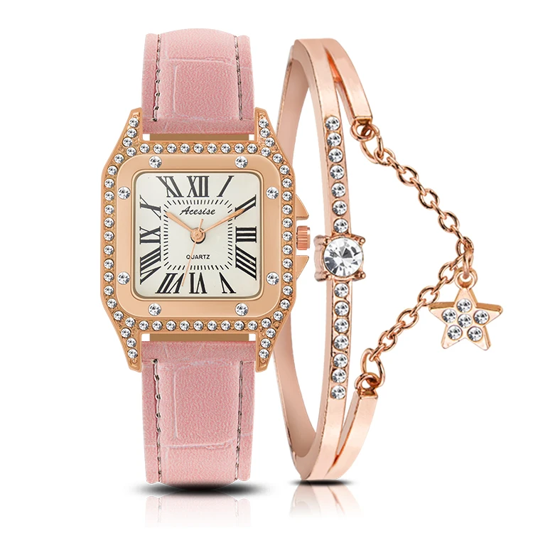 Women Diamond Watch Starry Luxury Bracelet Set Watches Ladies Casual Leather Band Quartz Dropshipping