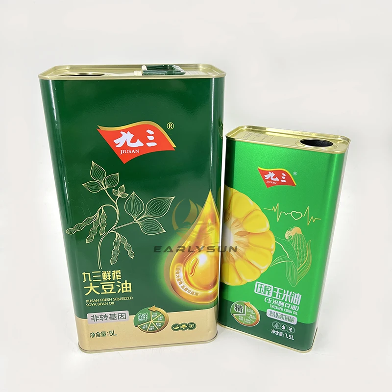 wholesale 4 L Oil tin Metal tinplate Square Tin Can canned Olive Oil Can With Plastic Lid