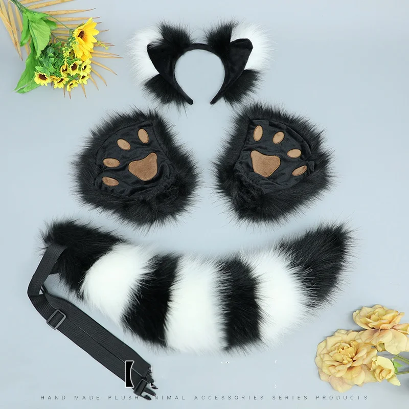 New arrivals cosplay accessories sweetheart headdress simulation fox ears hair bands tail animal fursuit set
