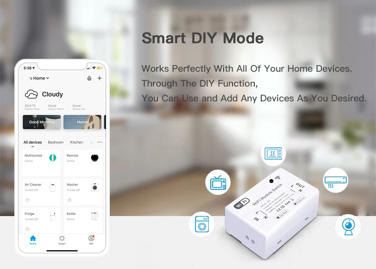 MVAVA 90V- 240V 10A домашней автоматизации беспроводной Wi-Fi Smart BOX Home модуль автоматического включения света переключатель smart продукты
