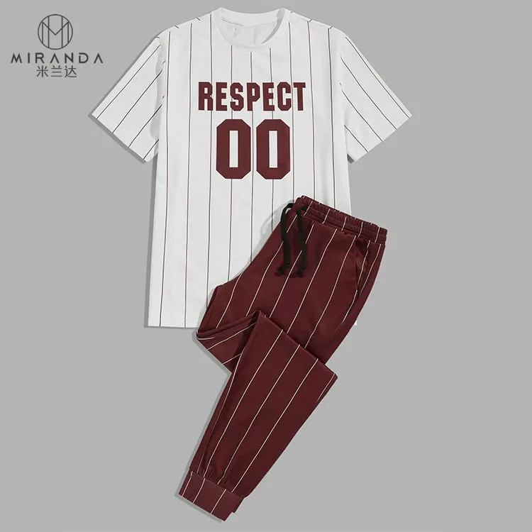 women striped letter graphic print summer casual tracksuits