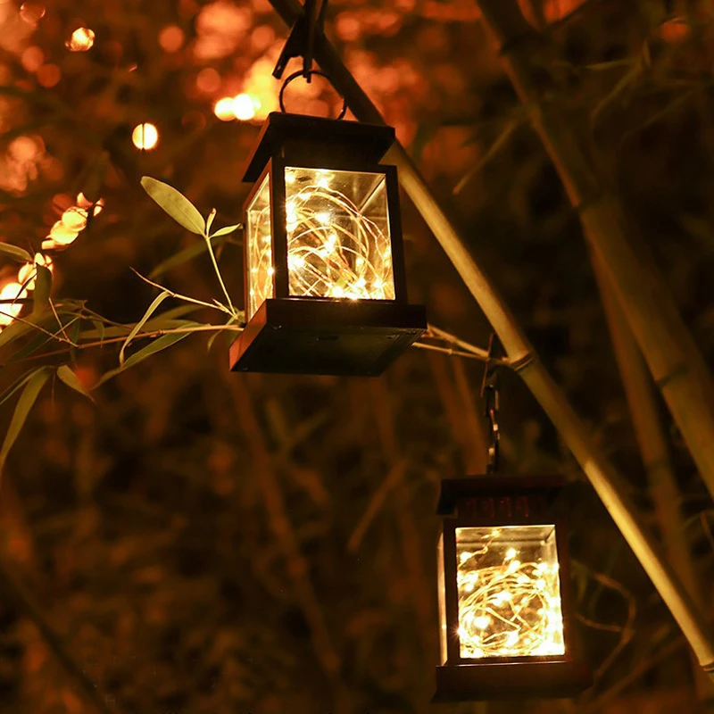 Snowproof LED Solar Lantern Light Flickering Candle Outdoor Lighting Hanging Smokeless Solar Lantern for Camping Garden
