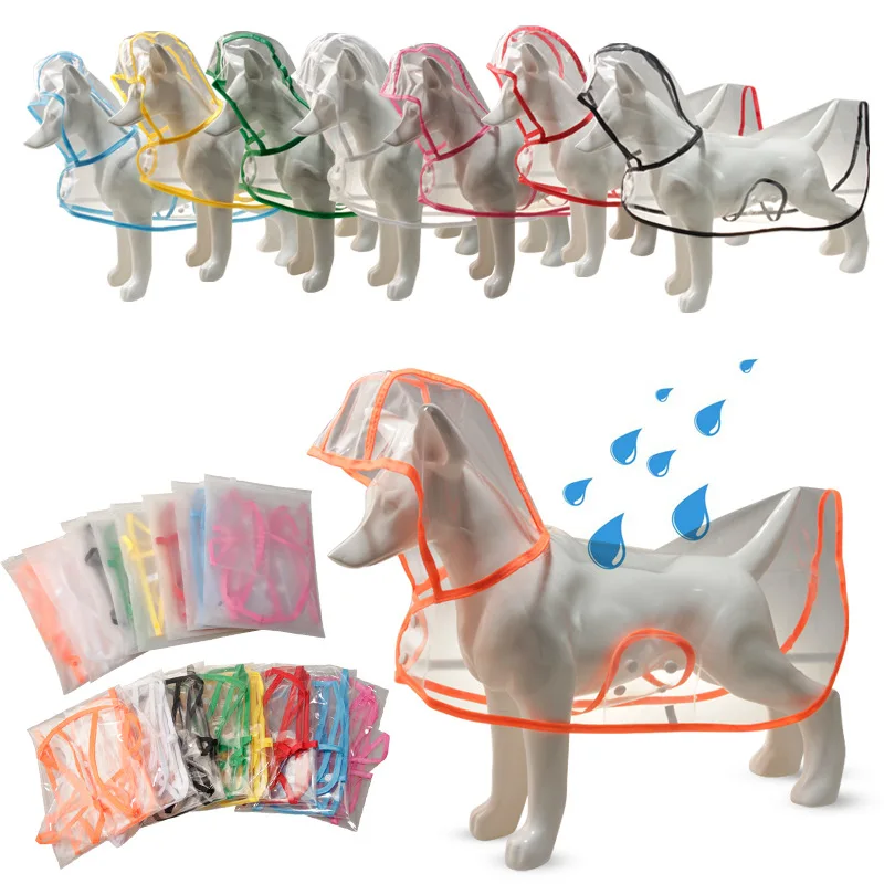 wear-resistant high bright visible reflective pets raincoat pu waterproof layer comfortable dog rainy clothes with back buckle