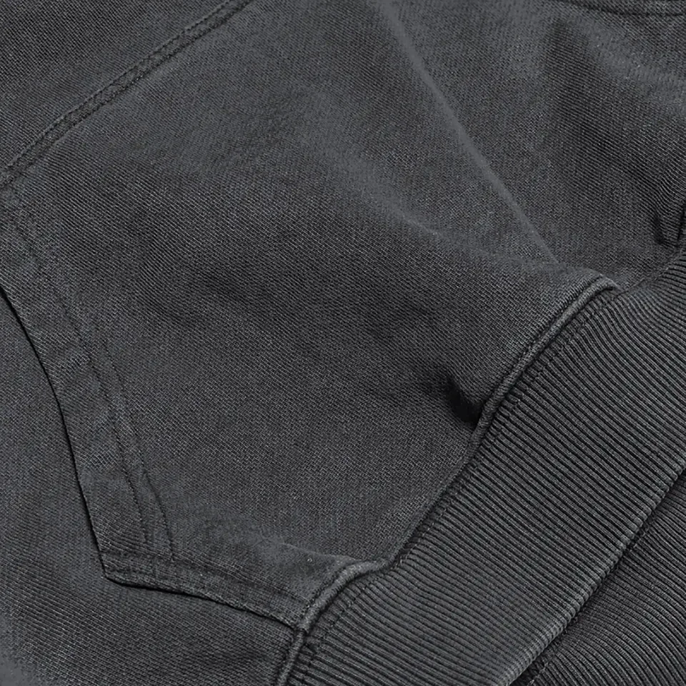 Top selling Boxy Fit Cropped Puff print Graphic 600G Cotton Fleece Stone wash  Black Hoodie Cut and Sew Manufacturing Company