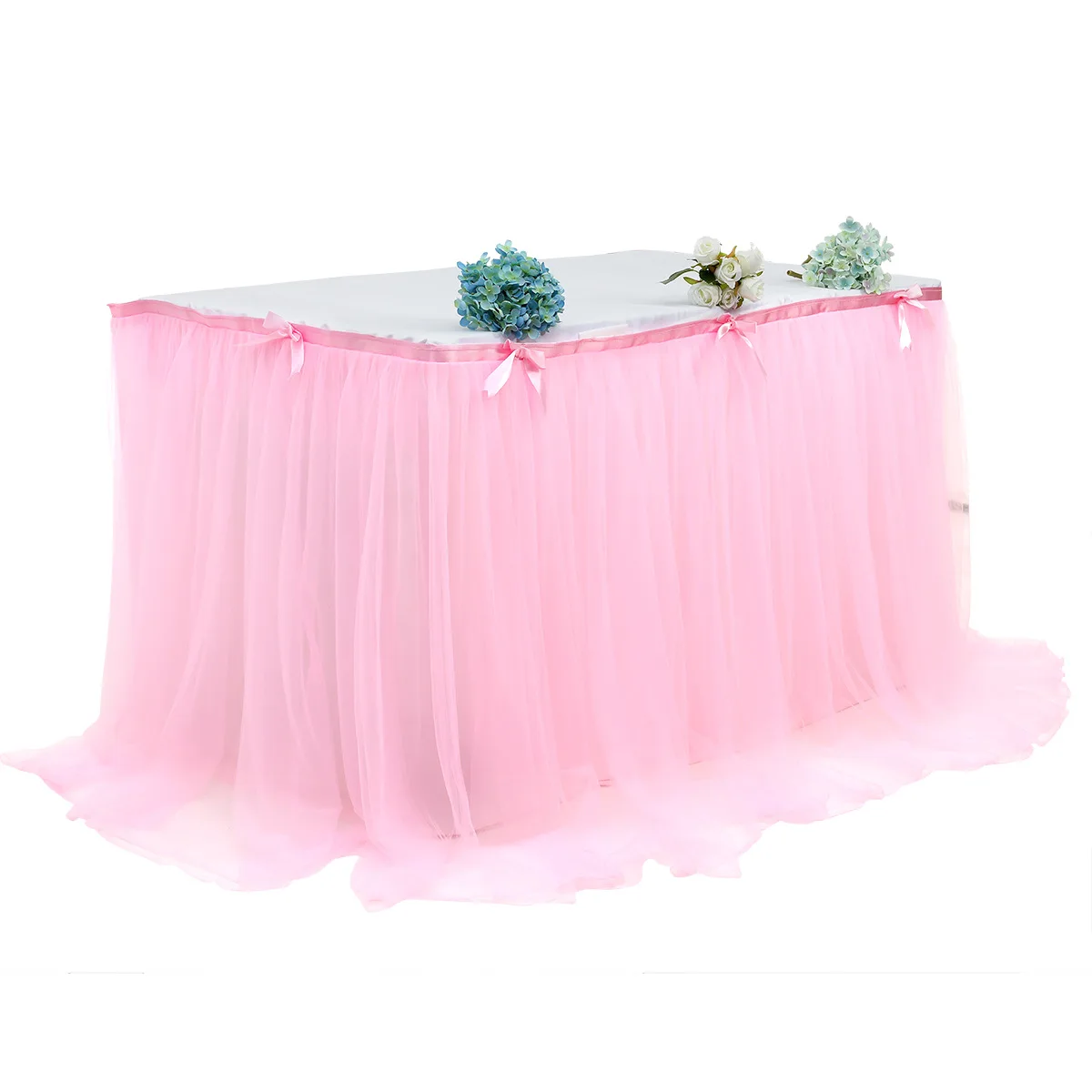 
custom hawaiian Purple pink colorful tulle tutu decoration Chiffon Table Cloth Cover Skirt Skirts for party wedding banquet 