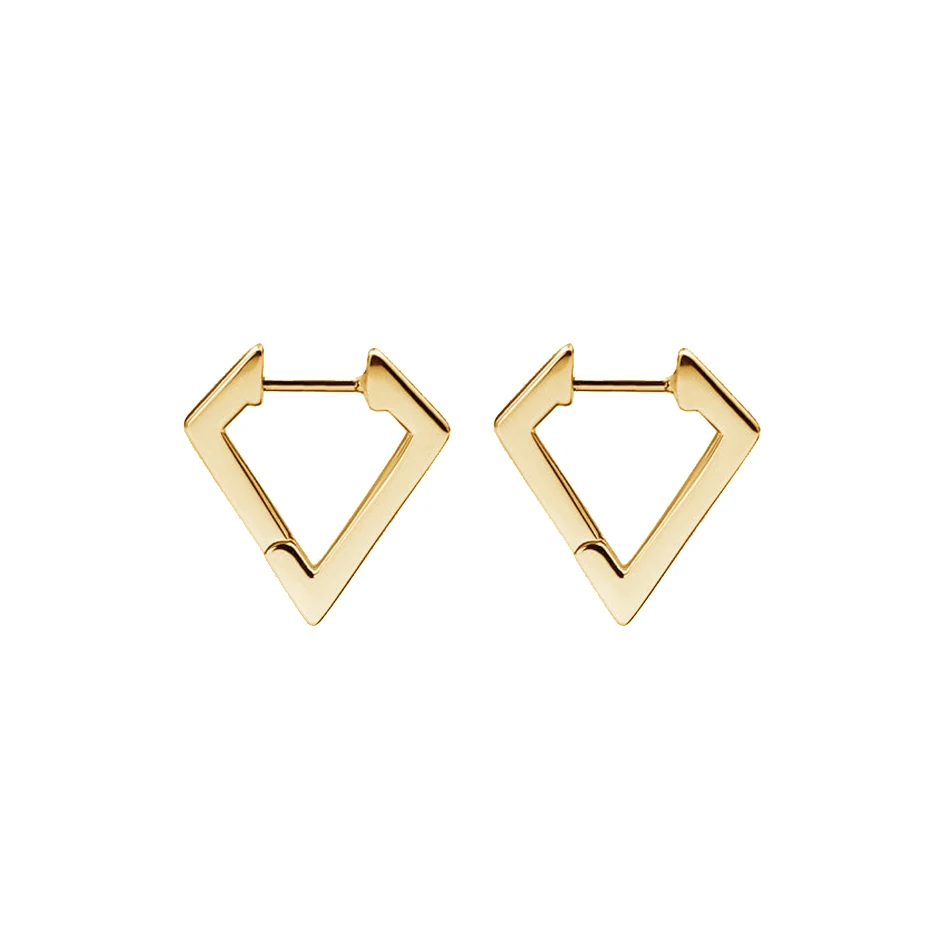 nagosa new arrival  925 sterling silver custom jewelry 18k 14k gold vermeil geometric triangle huggie hoop earrings