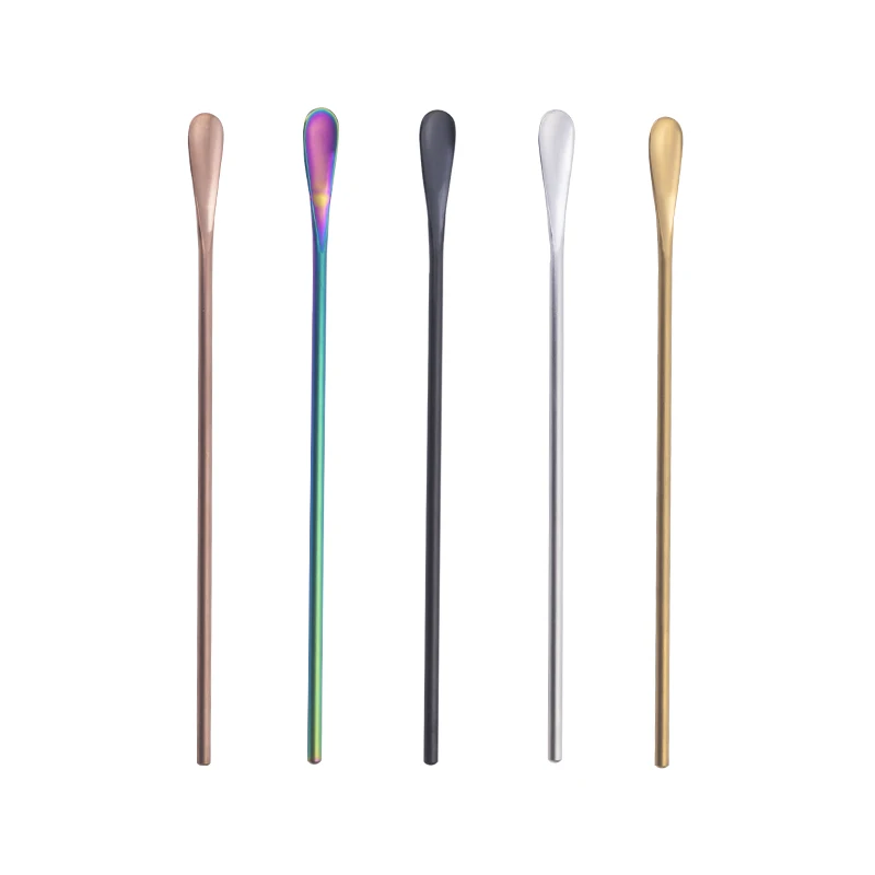 Креативная барная Коктейльная Золотая титановая кофейная ложка с длинной ручкой из нержавеющей стали 304, перемешивающая ложка с дизайном логотипа