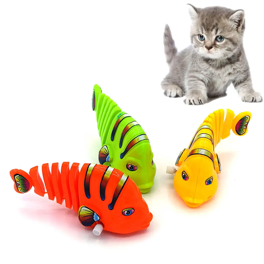 Plastic Wind-Up Fish Toy with Swaying Spring Design for Cats
