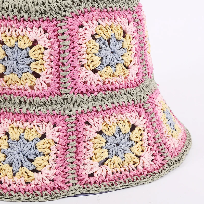 handmade crochet sunshade hat square color straw hats for adults handmade crochet sunshade hat