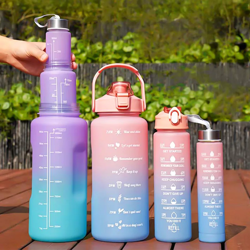 Оптовая продажа bouteilles deau termos de agua gym 3 en 1 пластиковые чашки motivacionales tro