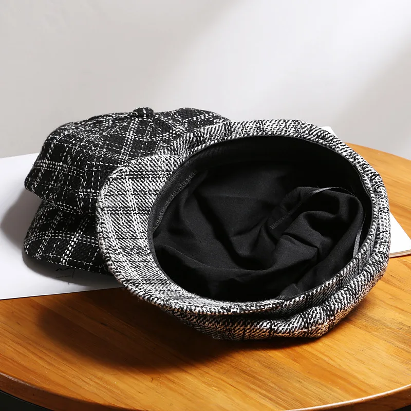 Fashion England style plaid women beret hats Newsboy cap