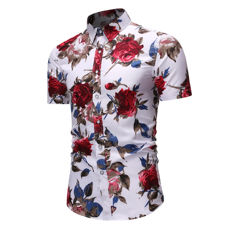 
Wholesale Allover Mens Beach Shirt Polyester Short Sleeve Floral Hawaiian Plus Size Shirts For Man 
