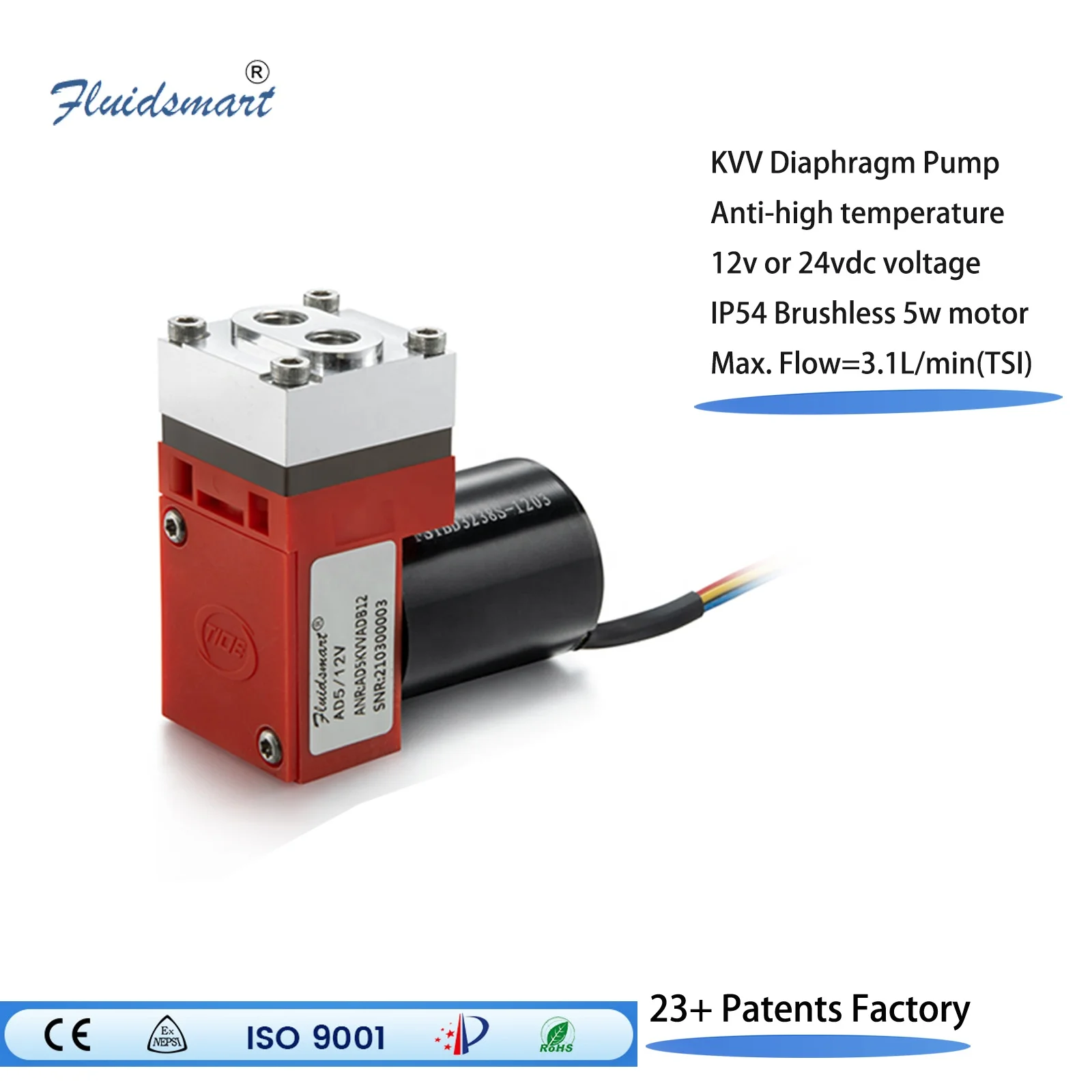 High Temperature 304 Stainless Steel FKM Micro Diaphragm Electric Pump Chemical Sampling Anti-corrosion Mini Air Pump