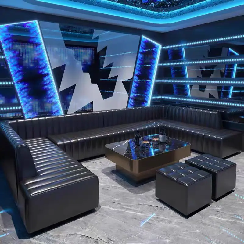 KTV бар диван VIP кальян мебель для гостиной ночного клуба черная кожаная U-образная L-образная барная