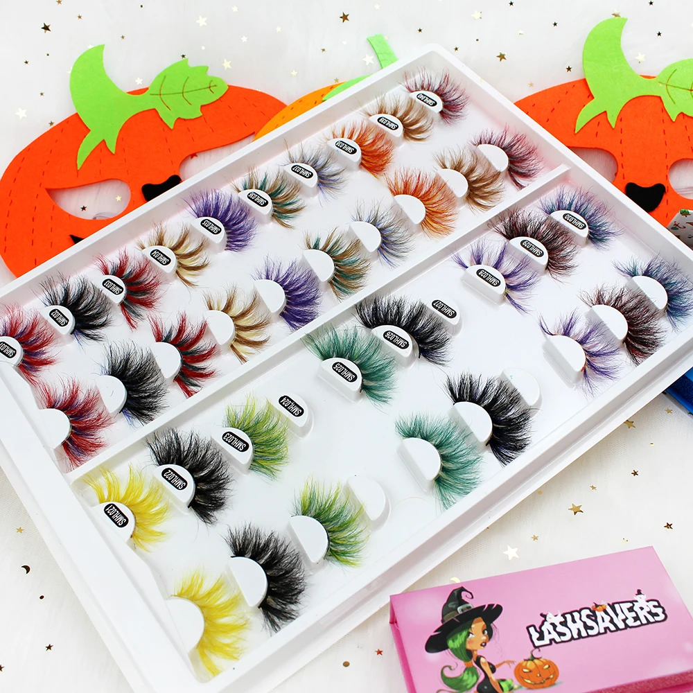 FREE SAMPLE  100 % Real Mink Color Eyelashes and Packaging Halloween Fake Lashes