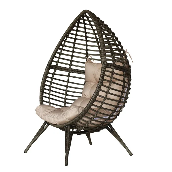 Cheap Lazy Single Egg-Shape Rattan Outdoor Sofa with 4 Foots