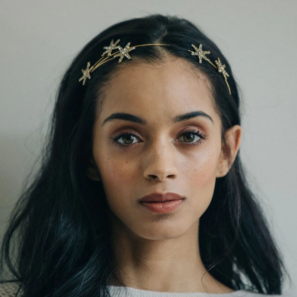 XUNBEI Fashion Gold Sliver Color Metal Star Hairband for Women Wedding Hair Accessories Tiara Elegant Girls Headband