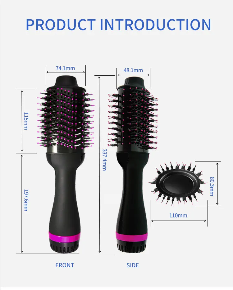 Professional Salon 1200w Hot Hair Brush With Straighten Extension 360 Degree Swivel Power Cord