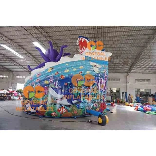 commercial inflatable under the sea slide ocean shark octopus bouncer  rental by General Inflatables