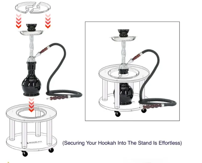 Protecting tobacco from falling, removing acrylic tables with wheels and brakes, water cigarettes (standards) hooka stand