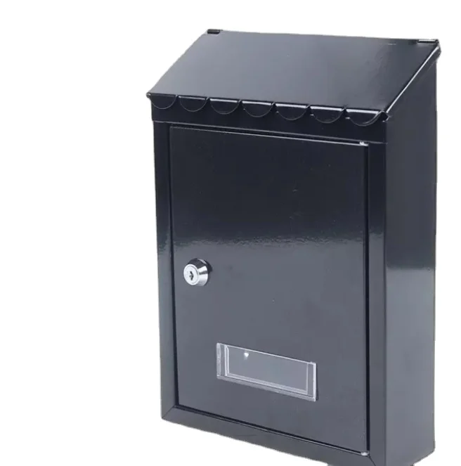 Black Wall Mount Locking Mailbox Mail Box Outdoor with Keys