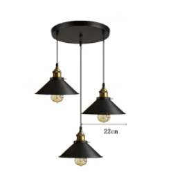 Chandelier Iron Retro Black Modern Lamp Simple Restaurant Bar Pendant Light 3 Pieces Industrial Style Hotel Decoration
