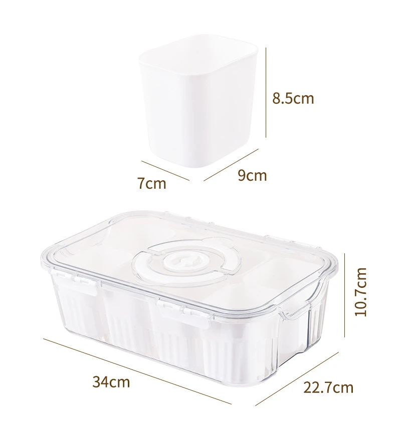 Snackle Box Container, Divided Serving Tray With Lid, Snack Box Container for Veggie, Fruits, Candy, Nuts, Snacks