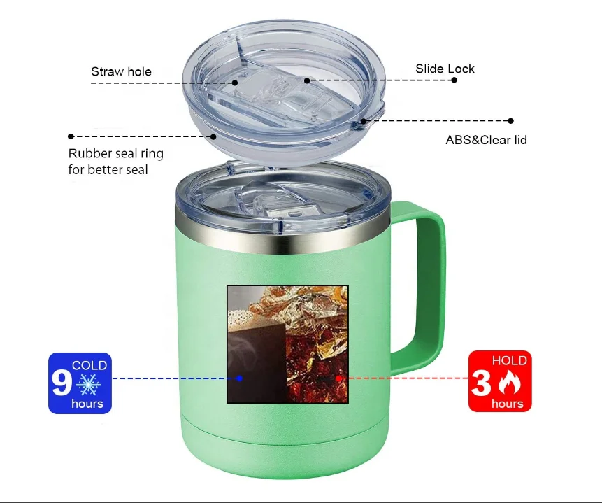 Custom logo cheap insulated Stainless Steel coffee vacuum camping vacuum mug  with lid