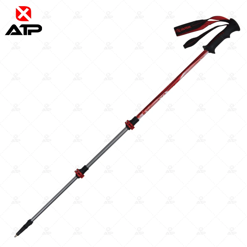 3 Section Aluminum Alloy 7075 Trekking Pole Rubber Grip Hiking Pole