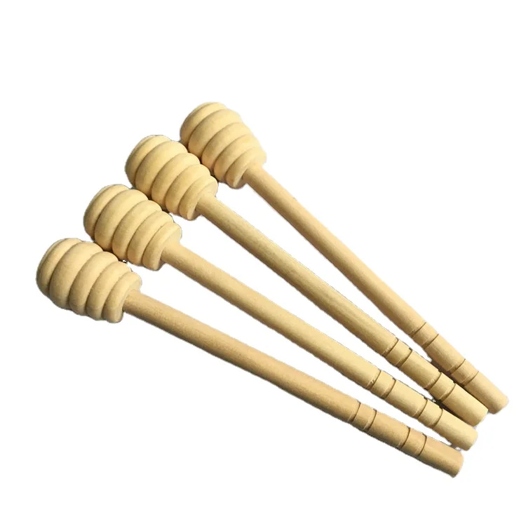 Hensin Different Size Wooden Honey Stick Jam Extraction Stick Stirring Bee Wooden Dipper Honey Stick With Customizable LOGO