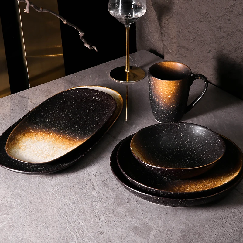 WEIYE China Ceramic Galaxy Premium Quality Crockery Porcelain Dinner Sets Reactive Glaze Stoneware Dinnerware Set