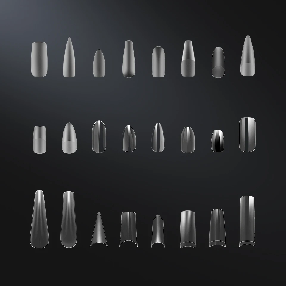 OEM Custom Square Non C Curve XXL etched Aquarium Matte Half Cover Extension Gel Nail Tips Private Label