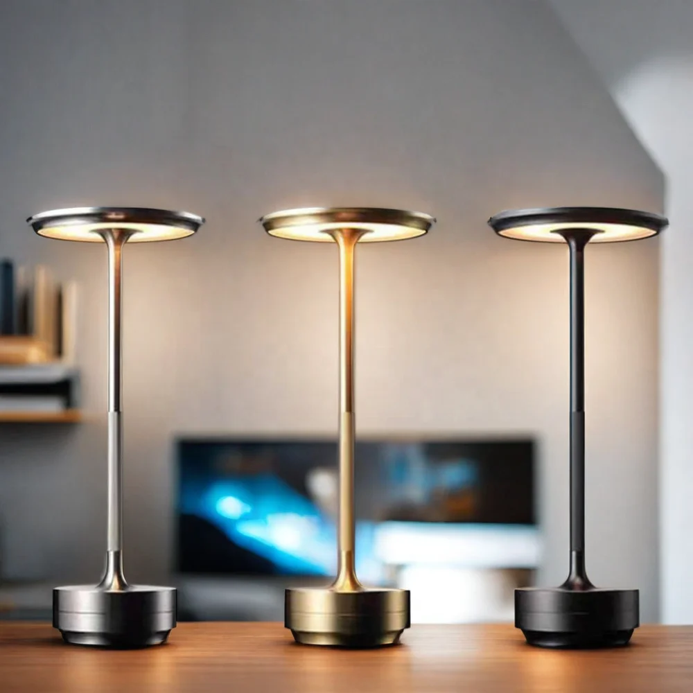 Smart Wireless Charger Portable Table Metal Stainless Steel Touch Led Desk Table Lamps