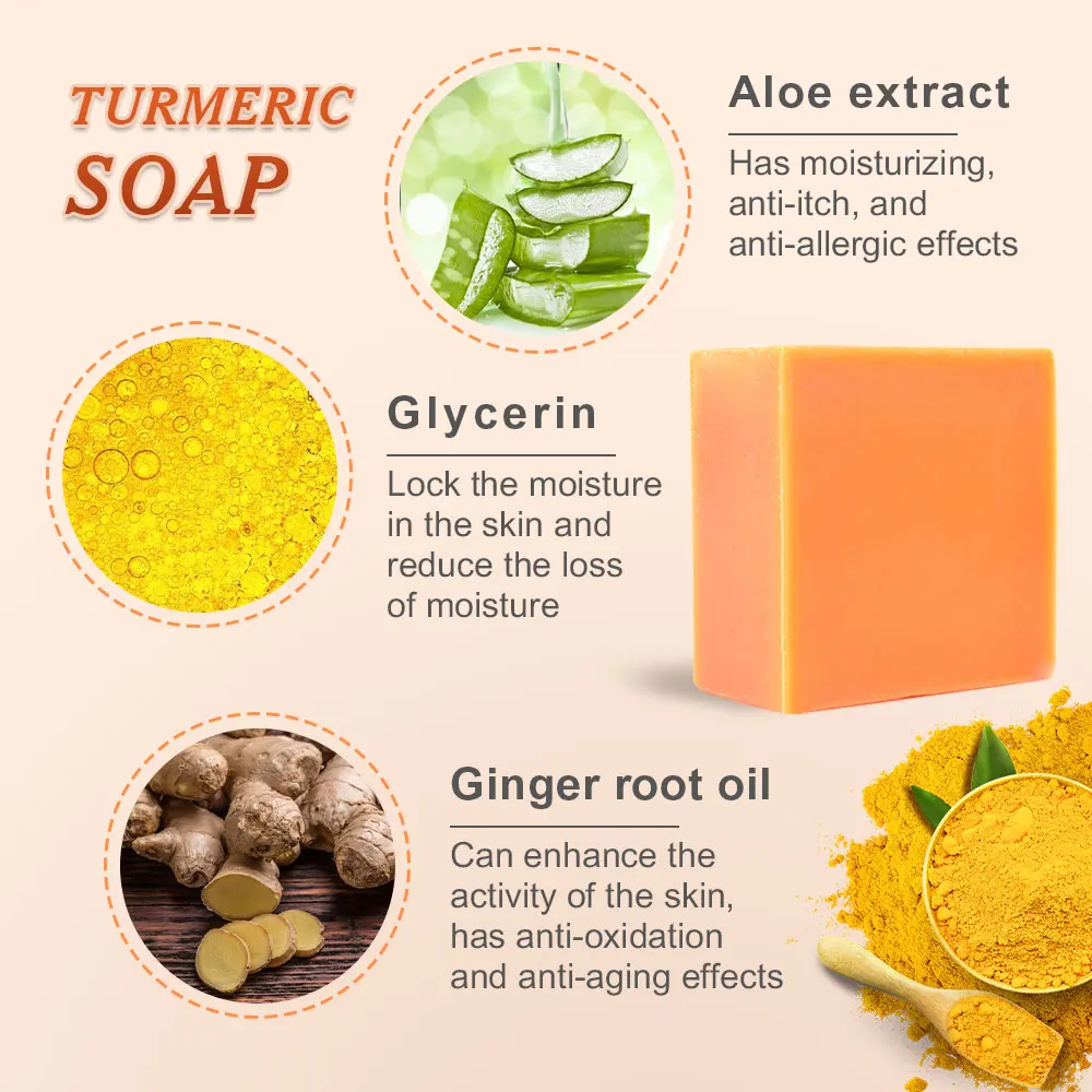 Private label Organic Turmeic Face Skin Care Toilet Soap Handmade Tumeric Soap Anti Acne Whitening Tumeric Soap