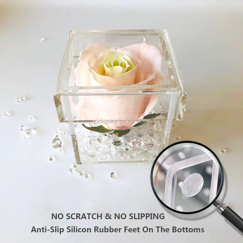 Оптовая продажа, прозрачные маленькие прозрачные акриловые подарочные коробки с крышкой 7*7*10 см