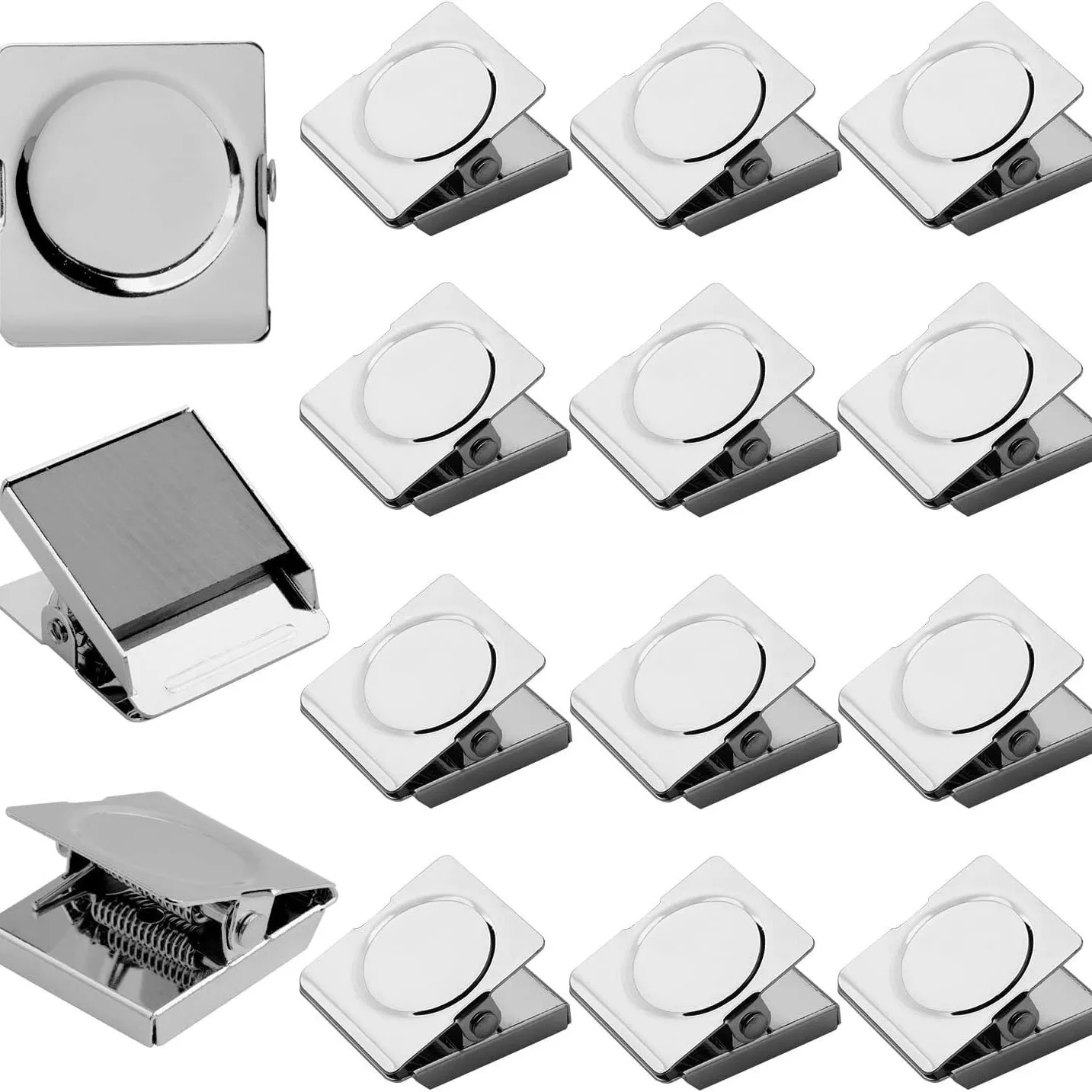 XinyiArt Silver 30mm Heavy Duty Magnet Metal Clips for Hanging Strong Magnet Clips for Whiteboard  Fridge Classroom Refrigerator
