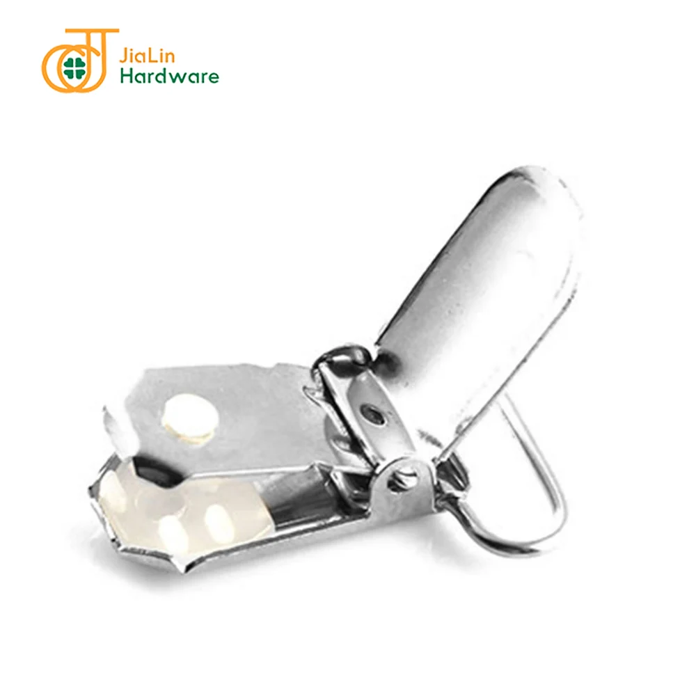 Nickel free Lead free factory wholesale pacifier clips 1 inch 25mm metal suspender clips with custom logo
