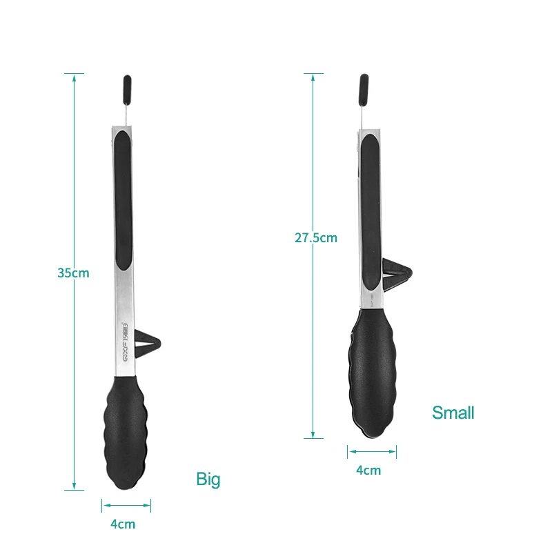Premium  9, 12 Inch Cooking Food Tongs Stainless Steel Locking Kitchen Tongs With Silicone Tips