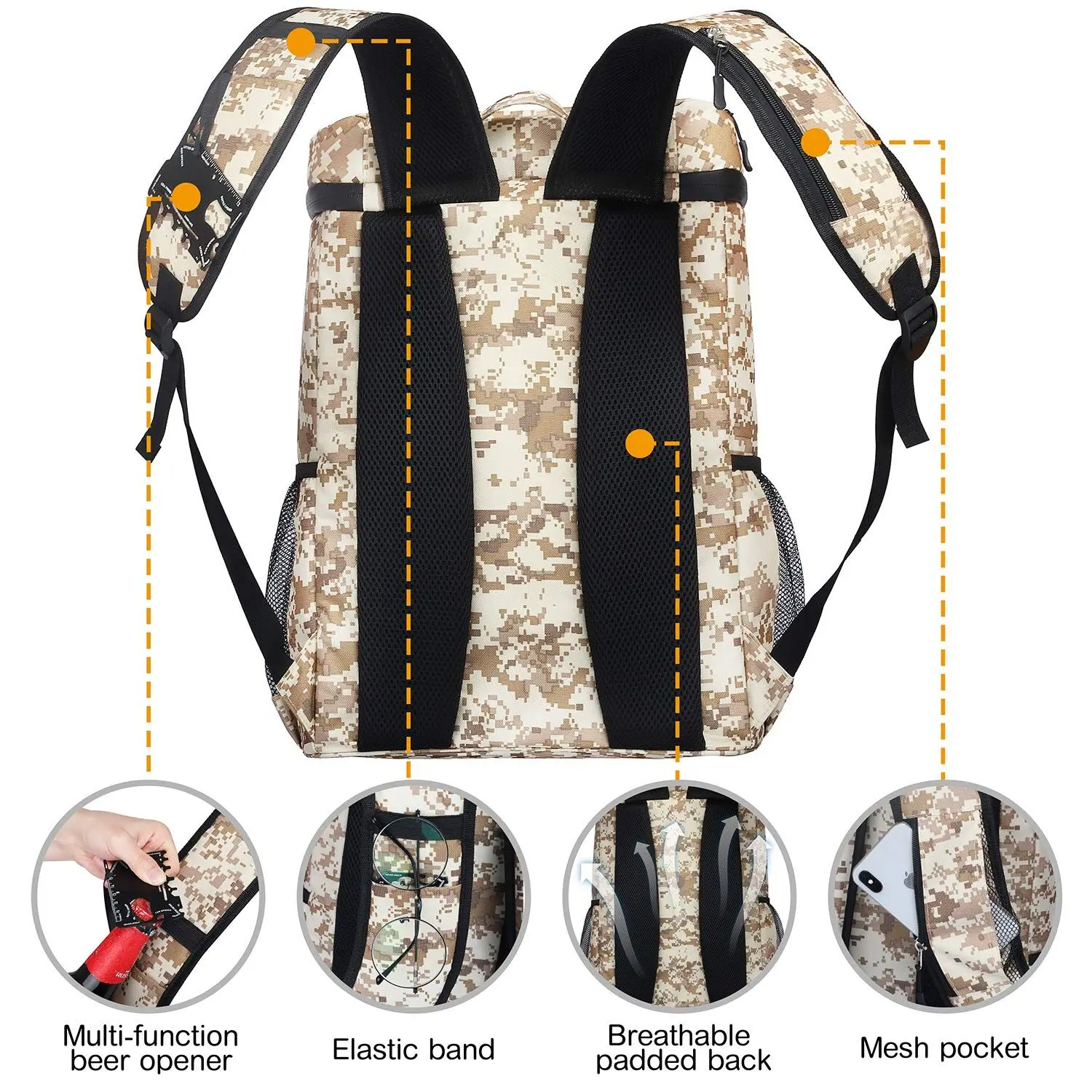Insulated Cooler Food Delivery Backpack Leakproof Light Lunch Box Picnic Backpack With Cooler Compartment For Men Women