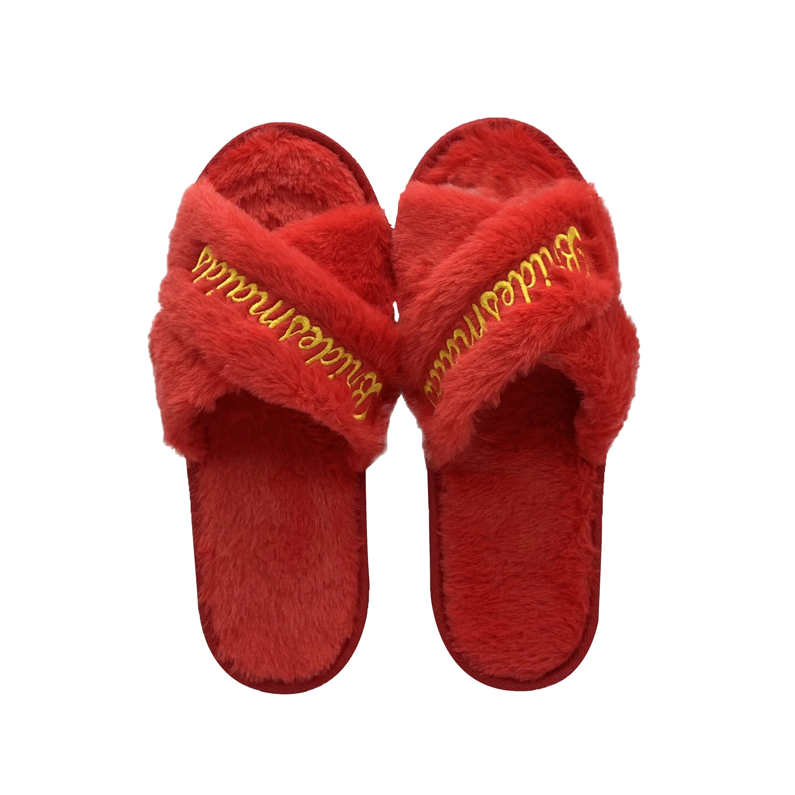 Wedding slippers Personalised bridal party slippers Open Toes spa hen weekend shoes quality coral fleece bridesmaid slippers