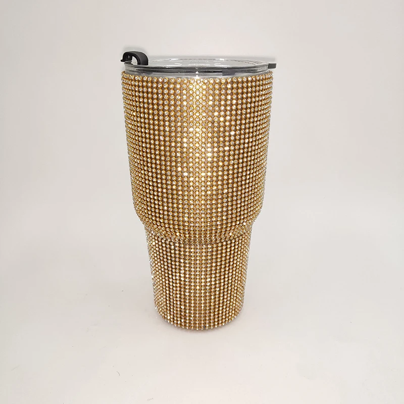 BPA free Rhinestone Diamond Bling Car Coffee Cup Cyrstal Stainless Steel Insulated 30oz Tumbler With Lid