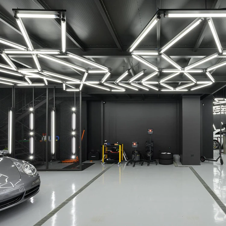 Custom Mall 4s Car Store Hanging Mounted Linear Pendant Light Fixture Steel 30w 4ft Led Garage Light