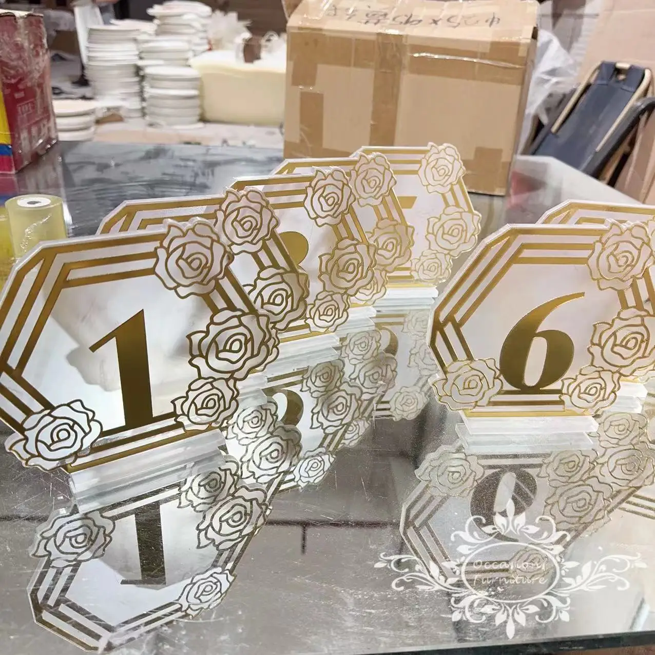 Acrylic Gold Table Number VIP Wedding Guest Dining Table Top Decorations